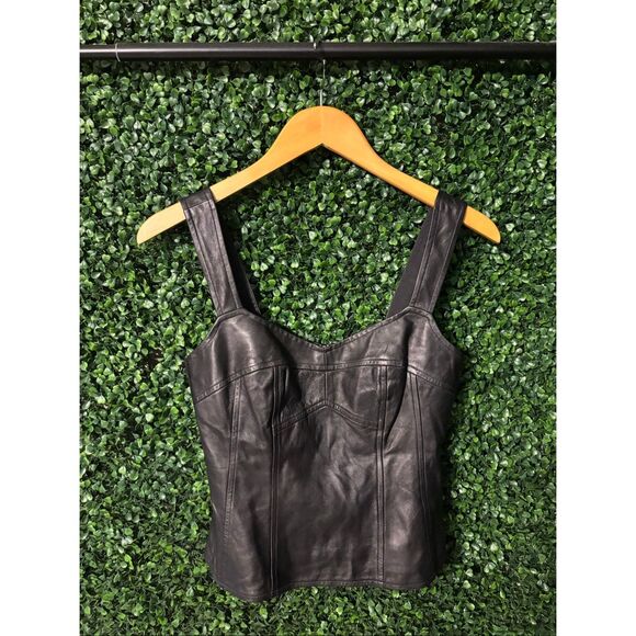 Nanette Lepore Leather Corset Bustier Size 2 Zip Up Back Tank Top - Picture 1 of 5